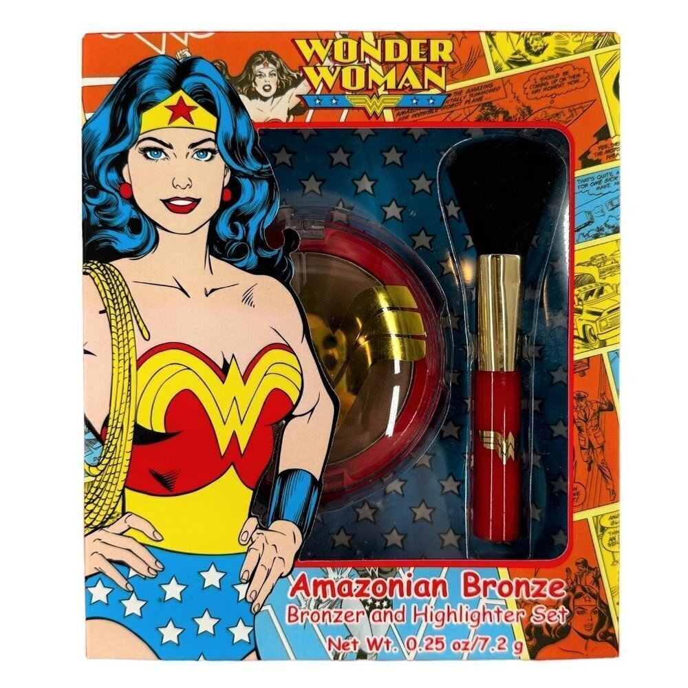 NEW Wonder Woman Amazonian Bronzer & Highlighter Boxed Set with Brush